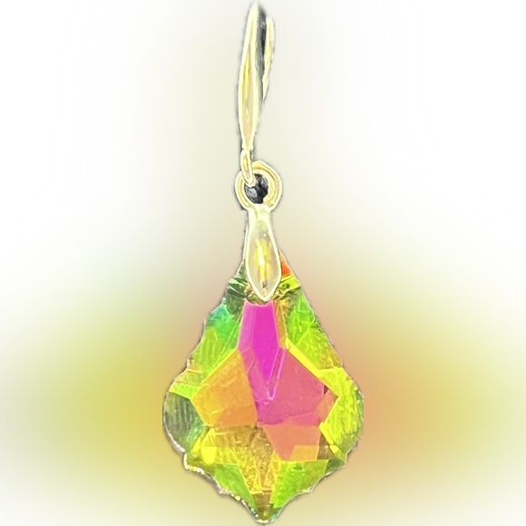 S925 Stamped Silver Iridescent Swarovski Drop Earrings - Picture 9 of 17